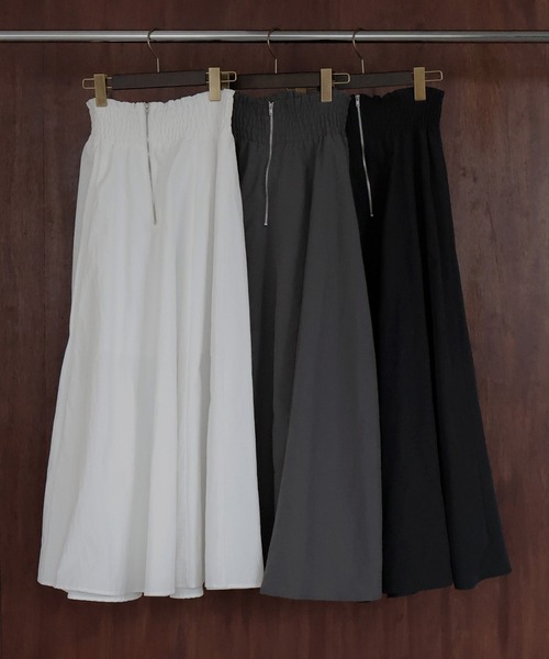 hellam(へラム)の「ギャザーフレアZIPスカート(スカート・レディース・ブラック/チャコール/ホワイト・FREE)」の22枚目の写真