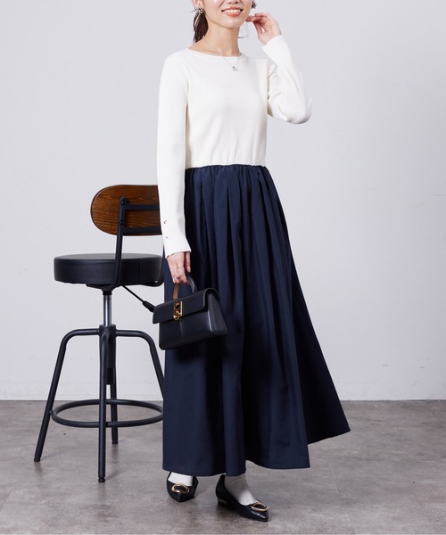 専用⭐︎JACADI & Bonpoint ワンピース 2点セット セール】ニット×布帛ドッキングワンピース（ワンピース）｜Chez