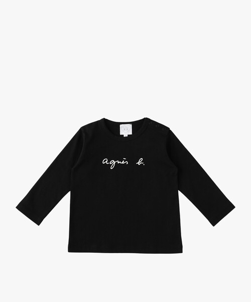 agnes b.(アニエスベー)の「ベビー ロゴ コットン 長袖 Tシャツ(Tシャツ/カットソー・キッズ・ブラック・2YEAR/18M/1YEAR)」の1枚目の写真