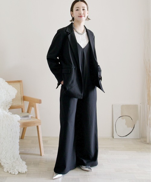 ECRIRE（エクリール）の「【ECRIRE by 陽】バックリボンサロペット【セットアップ対応】（ワンピース・レディース・ブラック/グレー/ベージュ・M）」の7枚目の写真