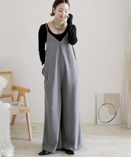 ECRIRE（エクリール）の「【ECRIRE by 陽】バックリボンサロペット【セットアップ対応】（ワンピース・レディース・ブラック/グレー/ベージュ・M）」の11枚目の写真