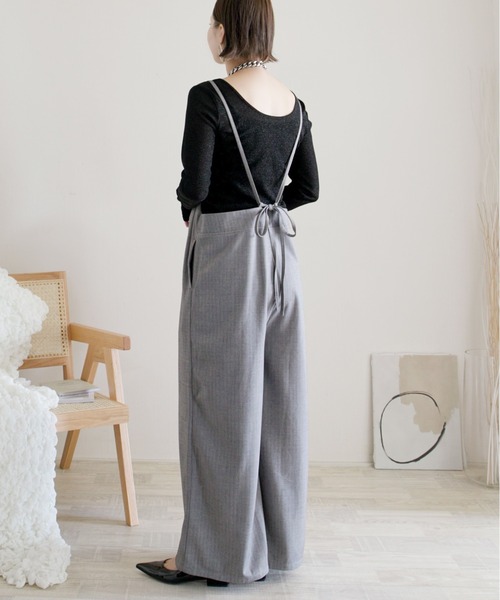 ECRIRE（エクリール）の「【ECRIRE by 陽】バックリボンサロペット【セットアップ対応】（ワンピース・レディース・ブラック/グレー/ベージュ・M）」の12枚目の写真