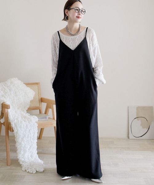 ECRIRE（エクリール）の「【ECRIRE by 陽】バックリボンサロペット【セットアップ対応】（ワンピース・レディース・ブラック/グレー/ベージュ・M）」の4枚目の写真