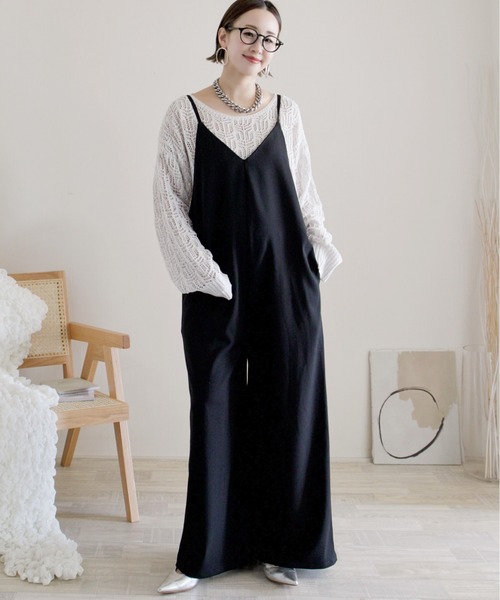 ECRIRE（エクリール）の「【ECRIRE by 陽】バックリボンサロペット【セットアップ対応】（ワンピース・レディース・ブラック/グレー/ベージュ・M）」の5枚目の写真