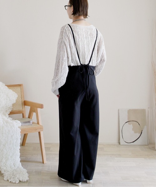 ECRIRE（エクリール）の「【ECRIRE by 陽】バックリボンサロペット【セットアップ対応】（ワンピース・レディース・ブラック/グレー/ベージュ・M）」の6枚目の写真