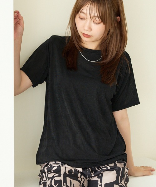 LAVEANGE（ラビアンジェ）の「シャイニーTシャツ（Tシャツ/カットソー・レディース・オレンジ/ブラウン/ブラック/グリーン・M/LL/3L/4L/5L）」の7枚目の写真