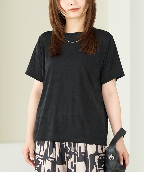 LAVEANGE（ラビアンジェ）の「シャイニーTシャツ（Tシャツ/カットソー・レディース・オレンジ/ブラウン/ブラック/グリーン・M/LL/3L/4L/5L）」の8枚目の写真