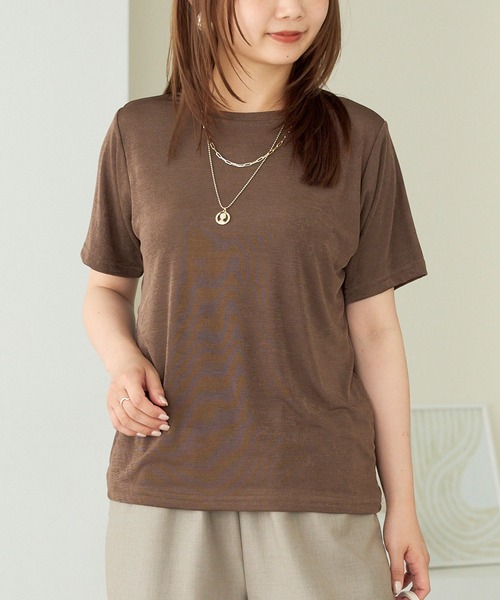 LAVEANGE（ラビアンジェ）の「シャイニーTシャツ（Tシャツ/カットソー・レディース・オレンジ/ブラウン/ブラック/グリーン・M/LL/3L/4L/5L）」の18枚目の写真