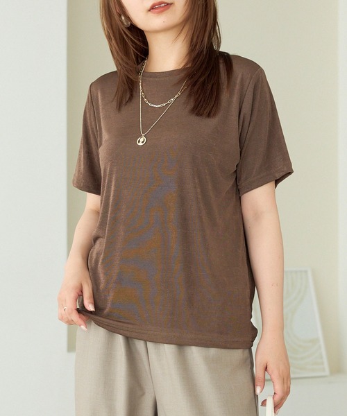 LAVEANGE（ラビアンジェ）の「シャイニーTシャツ（Tシャツ/カットソー・レディース・オレンジ/ブラウン/ブラック/グリーン・M/LL/3L/4L/5L）」の19枚目の写真