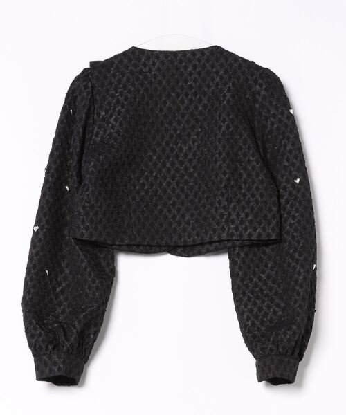 Ank Rouge（アンクルージュ）の「ふくれジャガードハートジャケット（その他アウター・レディース・ブラック/ホワイト・M）」の3枚目の写真