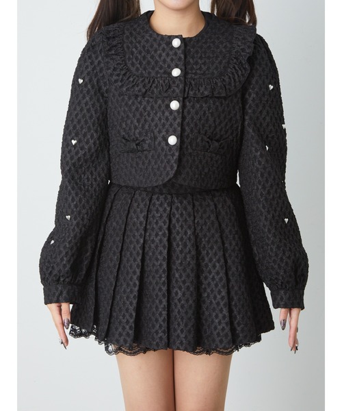 Ank Rouge（アンクルージュ）の「ふくれジャガードハートジャケット（その他アウター・レディース・ブラック/ホワイト・M）」の5枚目の写真