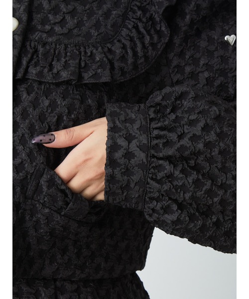 Ank Rouge（アンクルージュ）の「ふくれジャガードハートジャケット（その他アウター・レディース・ブラック/ホワイト・M）」の9枚目の写真