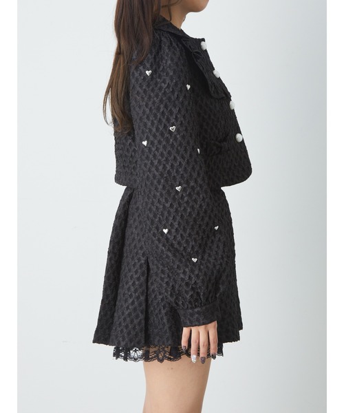 Ank Rouge（アンクルージュ）の「ふくれジャガードハートジャケット（その他アウター・レディース・ブラック/ホワイト・M）」の6枚目の写真
