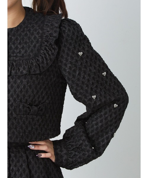 Ank Rouge（アンクルージュ）の「ふくれジャガードハートジャケット（その他アウター・レディース・ブラック/ホワイト・M）」の11枚目の写真