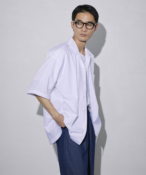 5525Gallery（ゴーゴーニーゴーギャラリー）の「SHIRT FIRSTHAND by 5525gallery/シャツファーストハンド バイ 5525ギャラリー SHFH OPEN COLLAR S/S SHIRTS / オープンカラーショートスリーブシャツ / 半袖シャツ（シャツ/ブラウス・メンズ・ホワイト/ブラック/サックスブルー・M/L）」の10枚目の写真