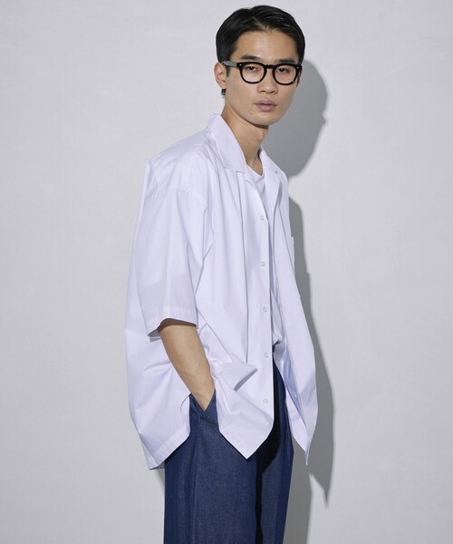 5525Gallery（ゴーゴーニーゴーギャラリー）の「SHIRT FIRSTHAND by 5525gallery/シャツファーストハンド バイ 5525ギャラリー SHFH OPEN COLLAR S/S SHIRTS / オープンカラーショートスリーブシャツ / 半袖シャツ（シャツ/ブラウス・メンズ・ホワイト/ブラック/サックスブルー・M/L）」の11枚目の写真