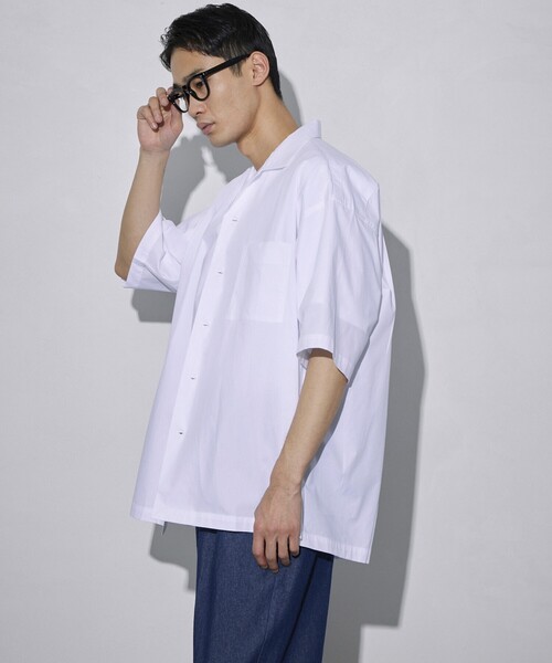 5525Gallery（ゴーゴーニーゴーギャラリー）の「SHIRT FIRSTHAND by 5525gallery/シャツファーストハンド バイ 5525ギャラリー SHFH OPEN COLLAR S/S SHIRTS / オープンカラーショートスリーブシャツ / 半袖シャツ（シャツ/ブラウス・メンズ・ホワイト/ブラック/サックスブルー・M/L）」の13枚目の写真