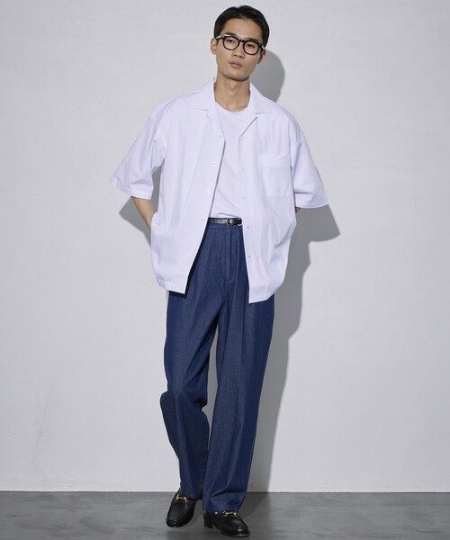 5525Gallery（ゴーゴーニーゴーギャラリー）の「SHIRT FIRSTHAND by 5525gallery/シャツファーストハンド バイ 5525ギャラリー SHFH OPEN COLLAR S/S SHIRTS / オープンカラーショートスリーブシャツ / 半袖シャツ（シャツ/ブラウス・メンズ・ホワイト/ブラック/サックスブルー・M/L）」の14枚目の写真