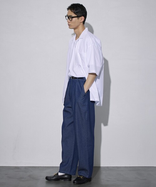 5525Gallery（ゴーゴーニーゴーギャラリー）の「SHIRT FIRSTHAND by 5525gallery/シャツファーストハンド バイ 5525ギャラリー SHFH OPEN COLLAR S/S SHIRTS / オープンカラーショートスリーブシャツ / 半袖シャツ（シャツ/ブラウス・メンズ・ホワイト/ブラック/サックスブルー・M/L）」の7枚目の写真