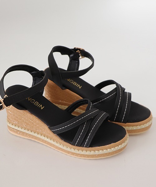 Miniministore(ミニミニストア)の「ウェッジソールサンダル 美脚厚底サンダル(サンダル・レディース・ベージュ/ブラック・24.5cm/23.5cm/23.0cm/24.0cm/22.5cm)」の14枚目の写真