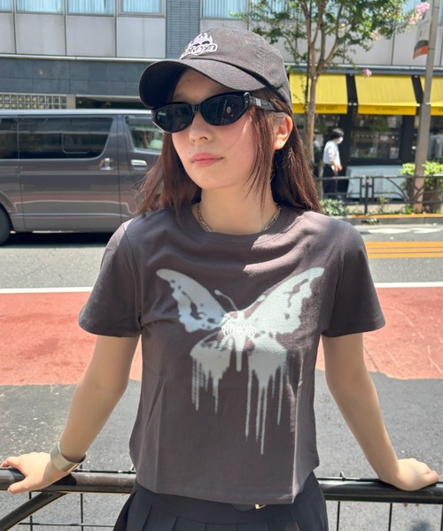 mahagrid/マハグリッド』 BUTTERFLY GOTH CROP TEE/蝶クロップ T