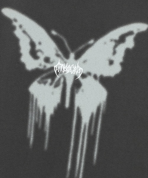 MAHAGRID（マハグリッド）の「『mahagrid/マハグリッド』 BUTTERFLY GOTH CROP TEE/蝶クロップ Tシャツ（Tシャツ/カットソー・レディース・チャコールグレー/ホワイト・FREE）」の12枚目の写真