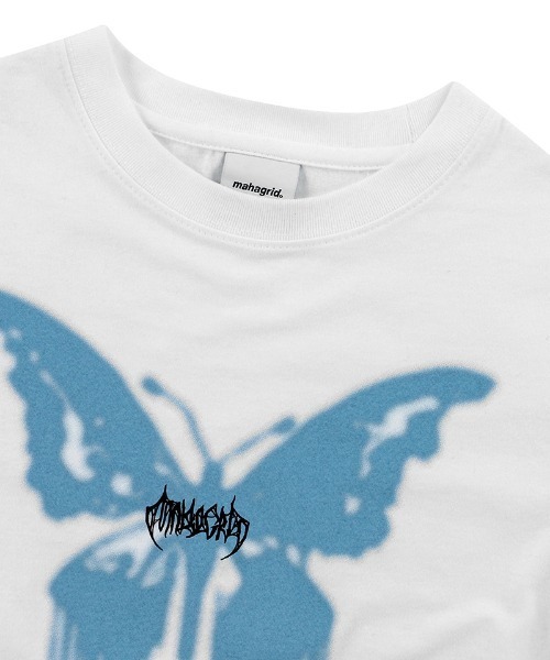 tシャツ 「mahagrid/マハグリッド」 BUTTERFLY GOTH CROP TEE/蝶クロップ Tシャツ レディース mahagrid/マハグリッド』 BUTTERFLY GOTH CROP TEE/蝶クロップ T