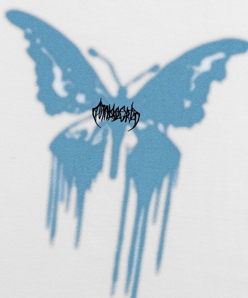 tシャツ 「mahagrid/マハグリッド」 BUTTERFLY GOTH CROP TEE/蝶クロップ Tシャツ レディース mahagrid/マハグリッド』 BUTTERFLY GOTH CROP TEE/蝶クロップ T