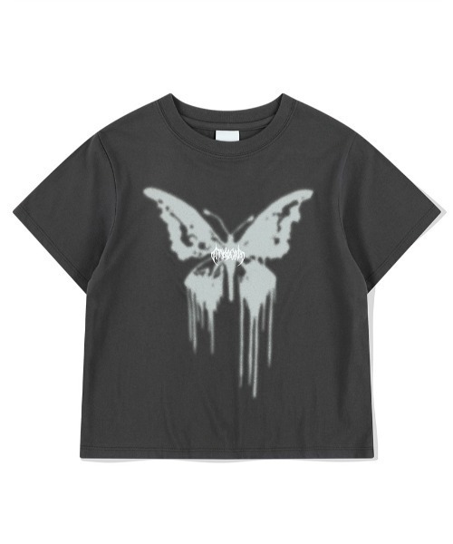 tシャツ 「mahagrid/マハグリッド」 BUTTERFLY GOTH CROP TEE/蝶クロップ Tシャツ レディース mahagrid/マハグリッド』 BUTTERFLY GOTH CROP TEE/蝶クロップ T