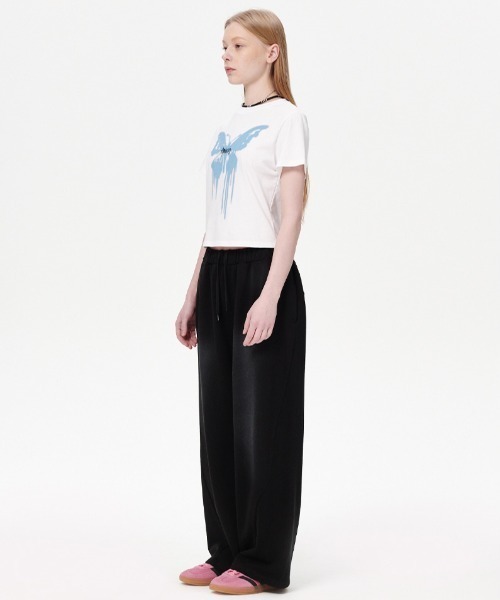 MAHAGRID（マハグリッド）の「『mahagrid/マハグリッド』 BUTTERFLY GOTH CROP TEE/蝶クロップ Tシャツ（Tシャツ/カットソー・レディース・チャコールグレー/ホワイト・FREE）」の3枚目の写真