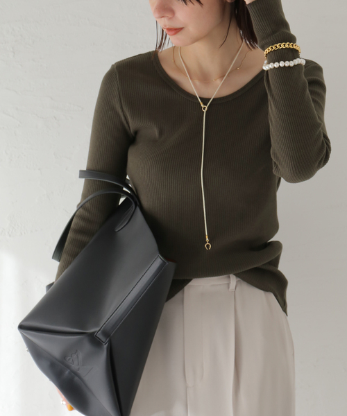 journal standard L'essage(ジャーナルスタンダードレサージュ)の「《追加3》カミーノテレコプルオーバー(Tシャツ/カットソー・レディース・グレー/ブラック系その他/ホワイト系その他・FREE)」の7枚目の写真
