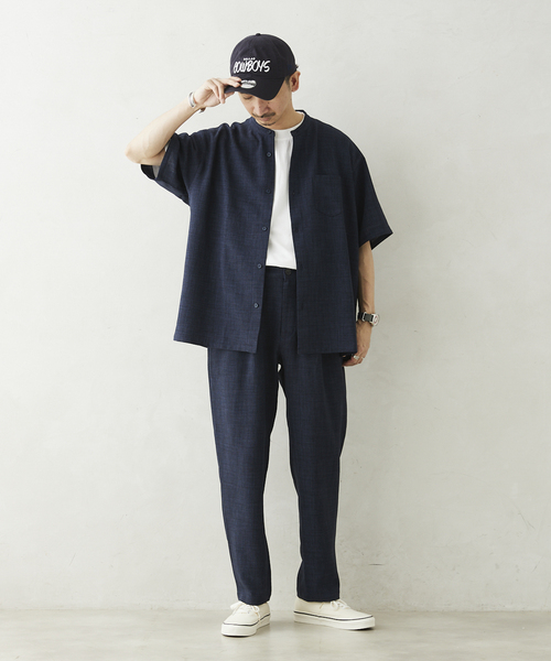 JOURNAL STANDARD relume(ジャーナルスタンダード レリューム)の「TECH CANVAS バンドカラー 半袖シャツ(シャツ/ブラウス・メンズ・ブラック/クリアブルー/アイボリー/オリーブ・LARGE/MEDIUM/SMALL)」の10枚目の写真