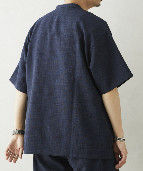 JOURNAL STANDARD relume(ジャーナルスタンダード レリューム)の「TECH CANVAS バンドカラー 半袖シャツ(シャツ/ブラウス・メンズ・ブラック/クリアブルー/アイボリー/オリーブ・LARGE/MEDIUM/SMALL)」の13枚目の写真