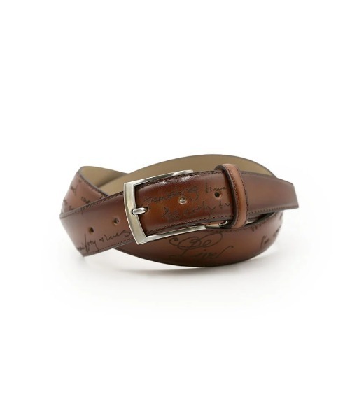 Perfect Suit FActory(パーフェクトスーツファクトリー)の「英字柄レザーベルト ブラック/ベージュ/ブラウン(ブラウン)(ベルト・メンズ・ブラック/ベージュ/ブラウン・FREE)」の3枚目の写真