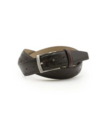 英字柄レザーベルト ブラック/ベージュ/ブラウン(ブラウン)