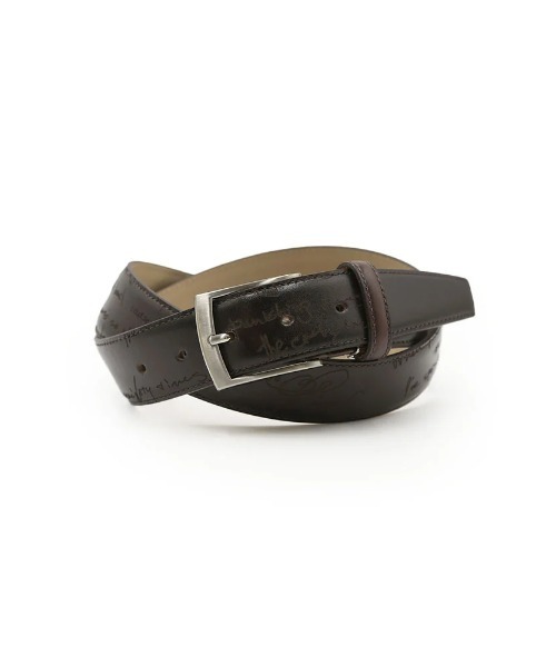 Perfect Suit FActory(パーフェクトスーツファクトリー)の「英字柄レザーベルト ブラック/ベージュ/ブラウン(ブラウン)(ベルト・メンズ・ブラック/ベージュ/ブラウン・FREE)」の1枚目の写真