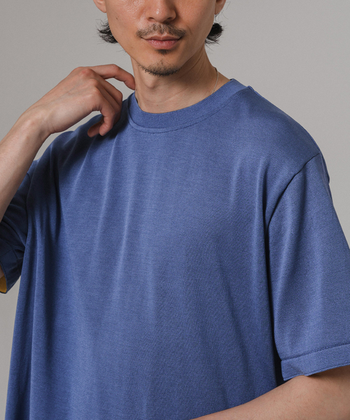 Yonetomi(ヨネトミ)の「米富繊維 Yonetomi 別注 シルク ニット Tシャツ(Tシャツ/カットソー・メンズ・ブラック/チャコールグレー/ウッド/レッド/コバルトブルー・3/4)」の16枚目の写真