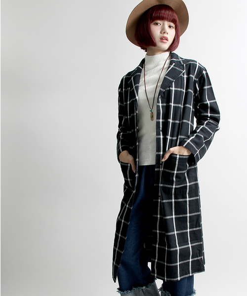 WEGO（ウィゴー）の「WEGO/ガウンチェスターコート（チェスターコート・レディース・インディゴブルー/ブラック系その他・FREE）」の2枚目の写真