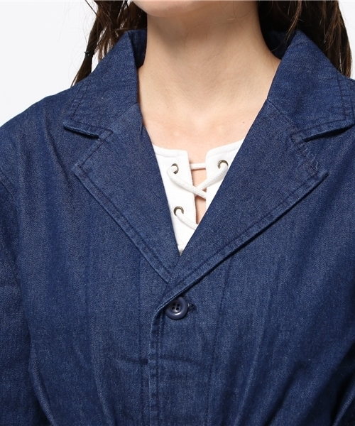 WEGO（ウィゴー）の「WEGO/ガウンチェスターコート（チェスターコート・レディース・インディゴブルー/ブラック系その他・FREE）」の9枚目の写真