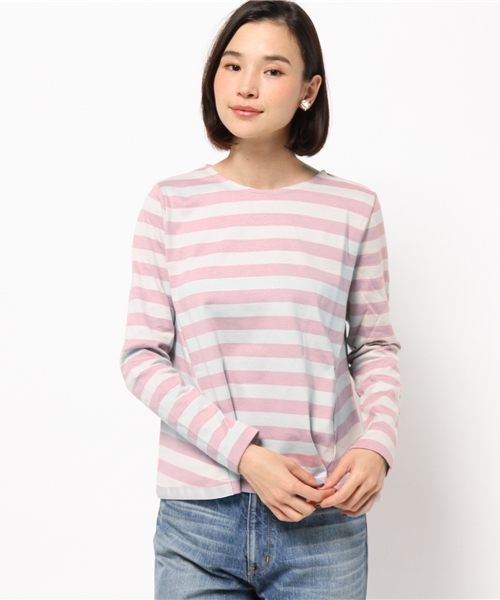 koe（コエ）の「バックボリューム長袖ボーダーカットソー（Tシャツ/カットソー・レディース・ピンク/ブラック/グレー・LARGE/SMALL/MEDIUM）」の3枚目の写真