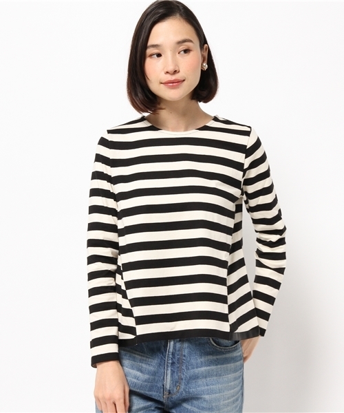 koe（コエ）の「バックボリューム長袖ボーダーカットソー（Tシャツ/カットソー・レディース・ピンク/ブラック/グレー・LARGE/SMALL/MEDIUM）」の2枚目の写真