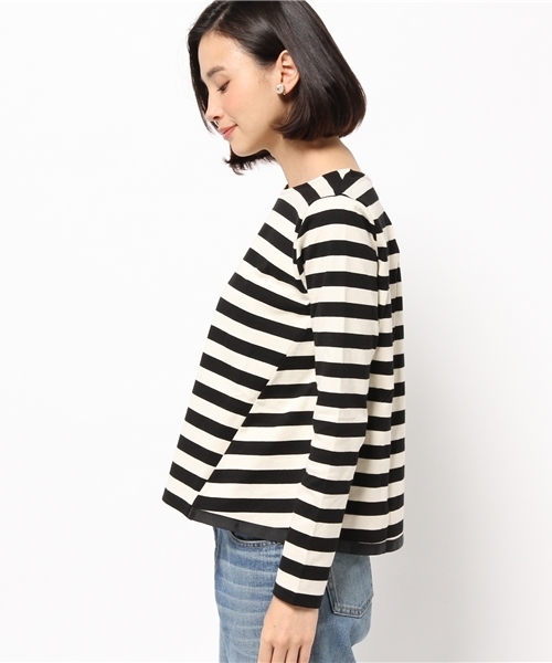 koe（コエ）の「バックボリューム長袖ボーダーカットソー（Tシャツ/カットソー・レディース・ピンク/ブラック/グレー・LARGE/SMALL/MEDIUM）」の6枚目の写真