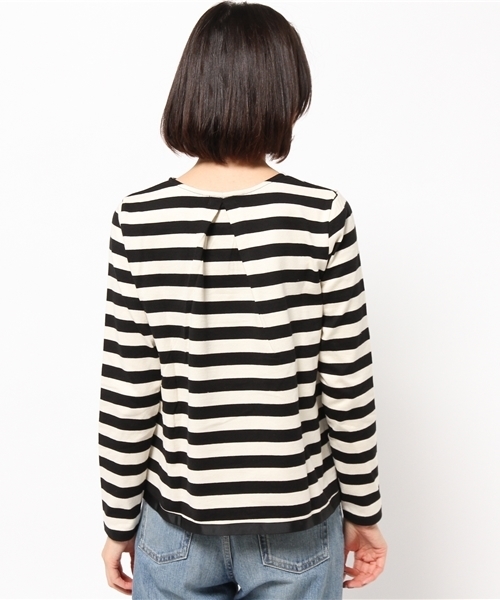 koe（コエ）の「バックボリューム長袖ボーダーカットソー（Tシャツ/カットソー・レディース・ピンク/ブラック/グレー・LARGE/SMALL/MEDIUM）」の7枚目の写真