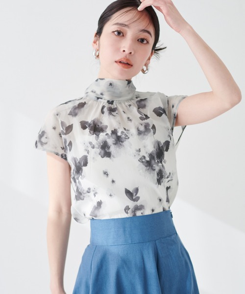 natural couture(ナチュラルクチュール)の「フレンチスリーブボータイブラウス(シャツ/ブラウス・レディース・ネイビー/ミント/その他1/ドット・FREE)」の17枚目の写真