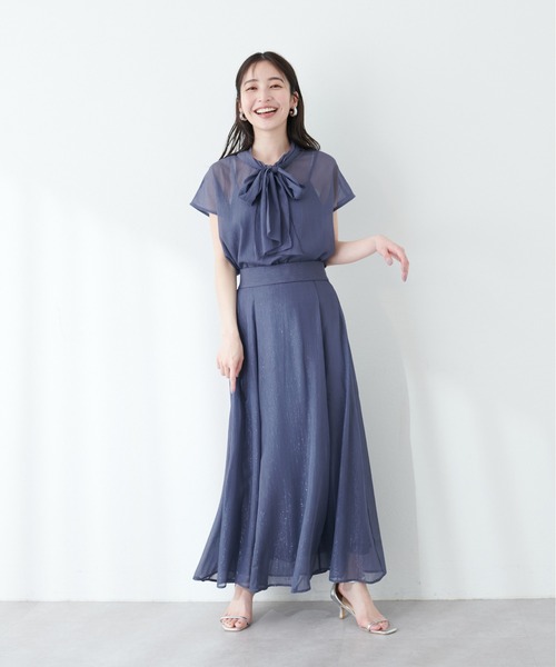 natural couture(ナチュラルクチュール)の「フレンチスリーブボータイブラウス(シャツ/ブラウス・レディース・ネイビー/ミント/その他1/ドット・FREE)」の14枚目の写真