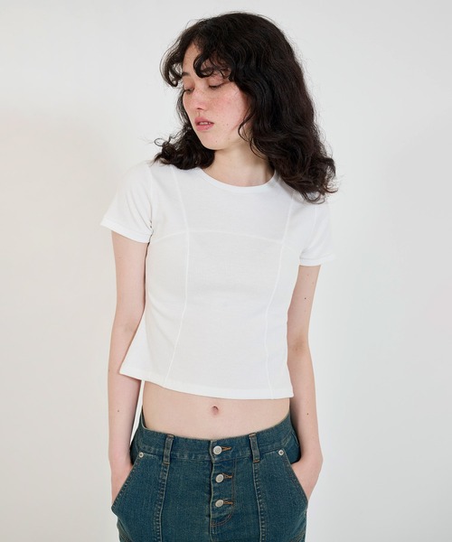 TINA：JOJUN（ティーナジョジュン）の「コンパクト リブTシャツ TINA：JOJUN（Tシャツ/カットソー・レディース・モカ/ネイビー/ホワイト・M）」の21枚目の写真