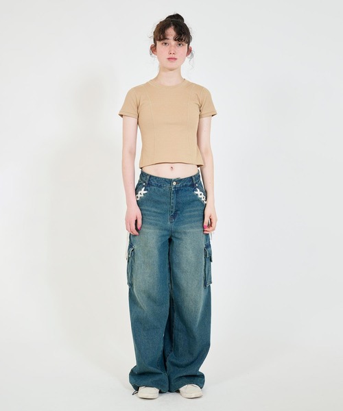 TINA：JOJUN（ティーナジョジュン）の「コンパクト リブTシャツ TINA：JOJUN（Tシャツ/カットソー・レディース・モカ/ネイビー/ホワイト・M）」の17枚目の写真