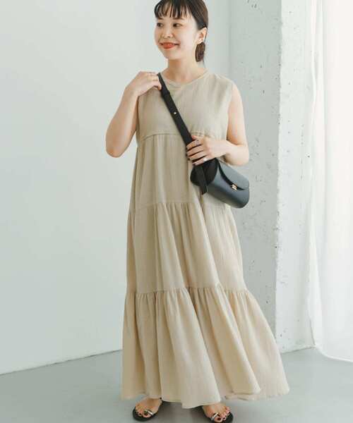 ITEMS URBANRESEARCH（アイテムズ アーバンリサーチ）の「ヨウリュウティアードノースリワンピース（ワンピース・レディース・ブルー/ライトベージュ/ブラック・FREE）」の5枚目の写真