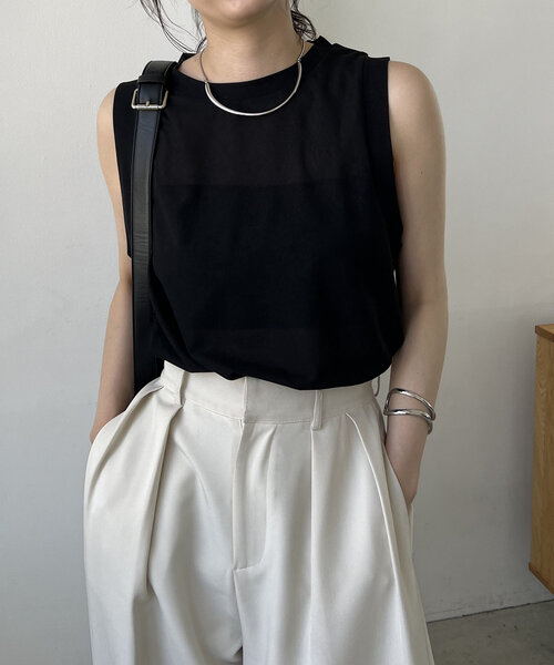 CAPRICIEUX LE'MAGE（カプリシューレマージュ）の「ベアSETタンク（Tシャツ/カットソー・レディース・ブラック/ホワイト・FREE）」の2枚目の写真