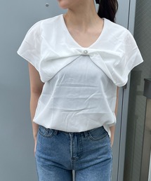 BIGリボンパールチャーム付ブラウス
